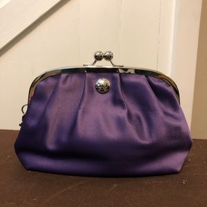 Coach Purple Snap Head Sateen Wristlet Clutch